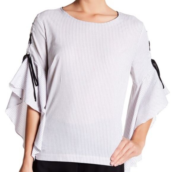 Harlowe & Graham Lace-Up Bell Sleeve Blouse Small - Picture 1 of 3